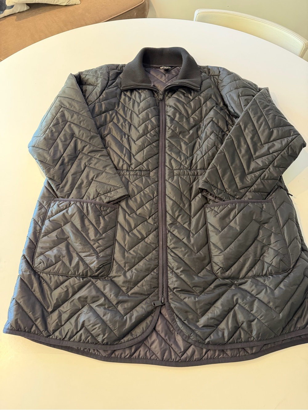 ATHLETA Mendocino Black Quilted Long Zip Jacket - Size 1X